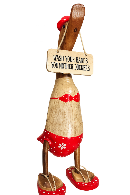Mutter-Duckers Ente, 40cm hoch + Schild