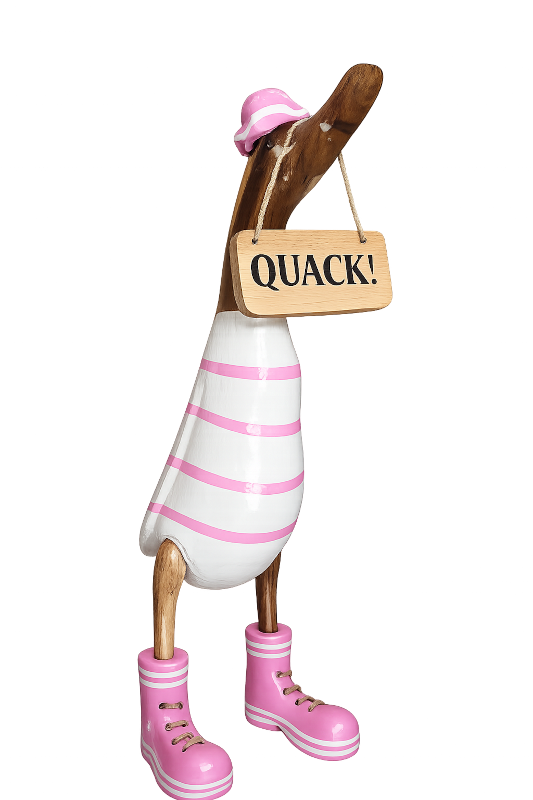 Die Quak Ente, 40cm hoch + Schild