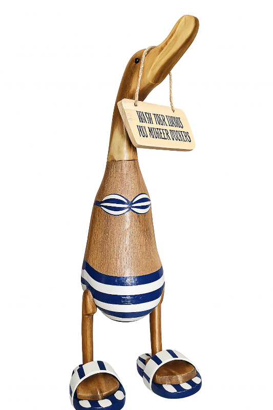 Die Saubere Sache Ente, 40cm hoch + Schild
