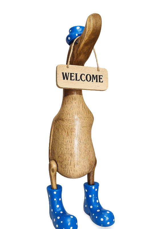 Die Empfangsdame-Ente, 40cm hoch + Schild