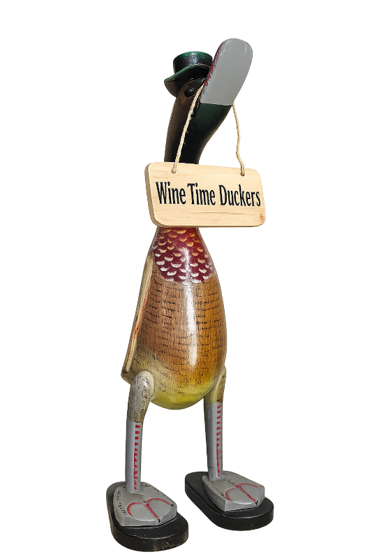 Die Wine Time Ente, 40cm hoch + Schild